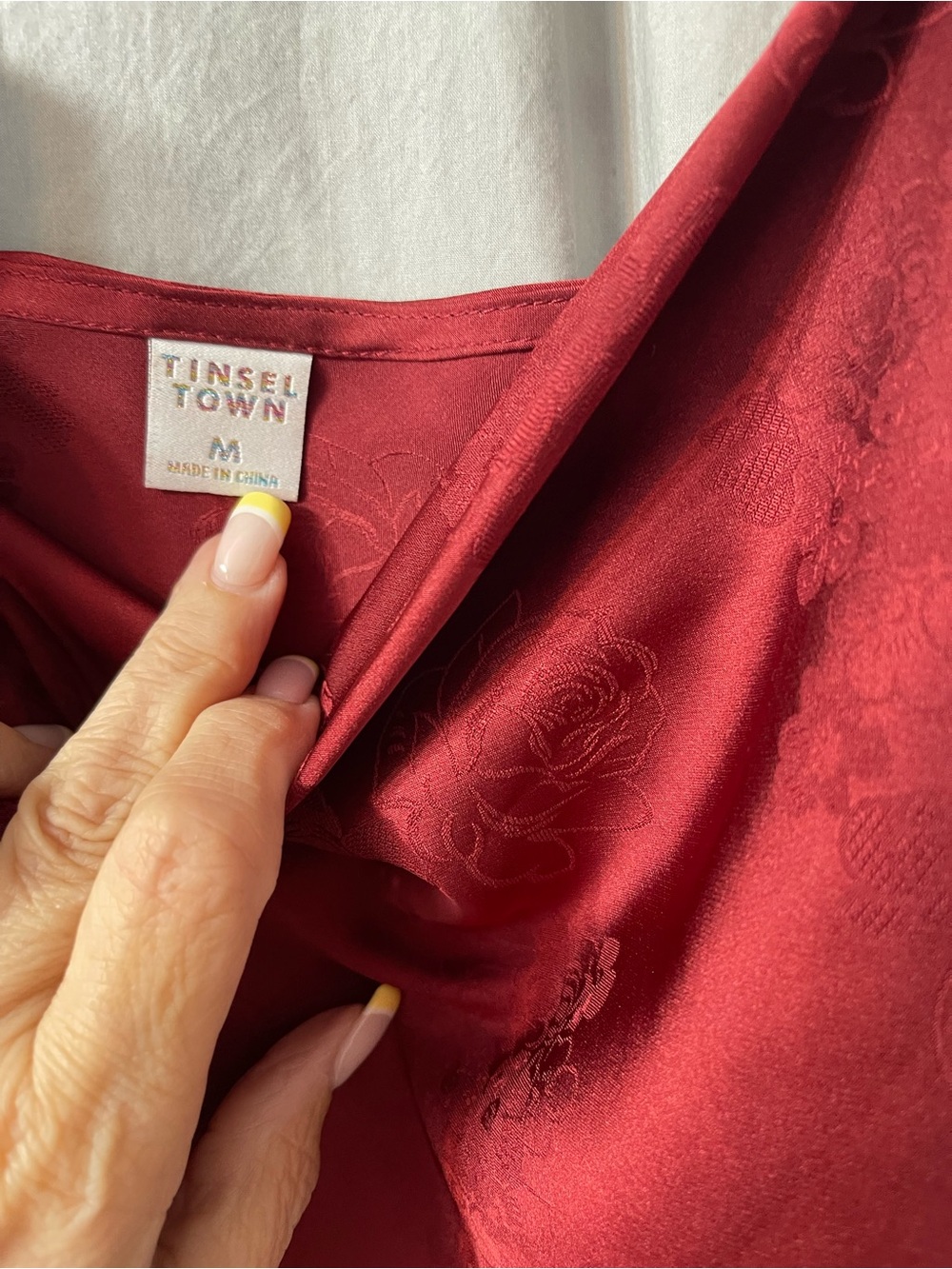 Tinseltown Deep Red Satin Jacquard Slip